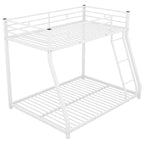 Lit superposé en métal noir/blanc, jumeau au-dessus du plein, 2 couchages