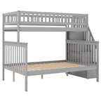 Lit superposé gris double/complet avec escalier de rangement, convertible en 2 lits