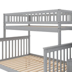 Lit superposé gris double/complet avec escalier de rangement, convertible en 2 lits
