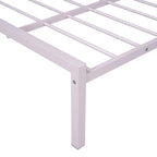 Lit jumeau plate-forme en métal noir/rose/blanc avec 2 tiroirs de rangement, tête de lit en forme de maison, simple