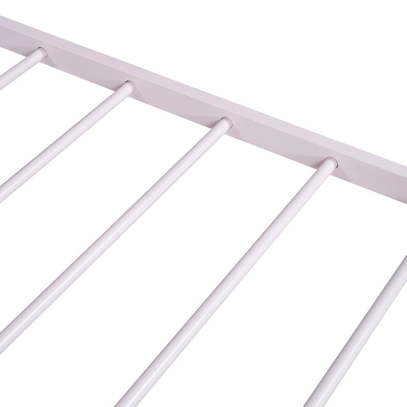 Lit jumeau plate-forme en métal noir/rose/blanc avec 2 tiroirs de rangement, tête de lit en forme de maison, simple