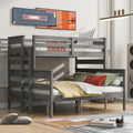 Lit superposé double XL gris/blanc avec échelle, 2 personnes