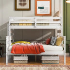 Lit superposé double XL gris/blanc avec échelle, 2 personnes