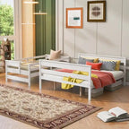 Lit superposé double XL gris/blanc avec échelle, 2 personnes