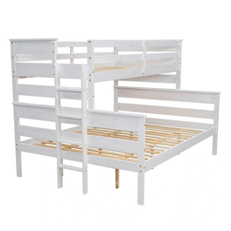 Lit superposé double XL gris/blanc avec échelle, 2 personnes
