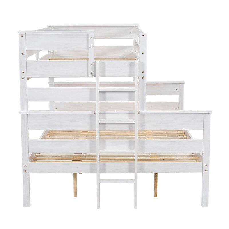 Lit superposé double XL gris/blanc avec échelle, 2 personnes