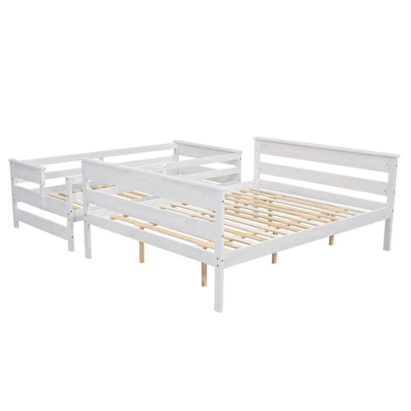 Lit superposé double XL gris/blanc avec échelle, 2 personnes