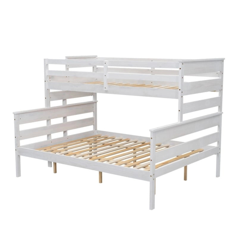 Lit superposé double XL gris/blanc avec échelle, 2 personnes