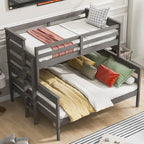 Lit superposé double XL gris/blanc avec échelle, 2 personnes