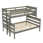 Lit superposé double XL gris/blanc avec échelle, 2 personnes