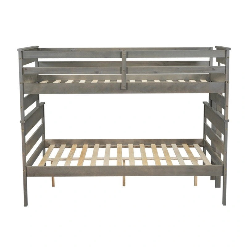 Lit superposé double XL gris/blanc avec échelle, 2 personnes