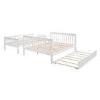 Lit superposé double/grand Espresso/Gris/Blanc avec escalier, lit gigogne et rangement, 3 couchages