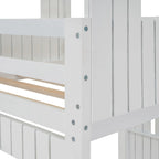 Lit superposé blanc double sur grand avec mezzanine et aire de jeux, 2 couchages