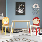 Ensemble table et 2 chaises en bois jaune et rouge pour enfants, 3 pièces, pour 2 enfants
