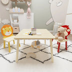 Ensemble table et 2 chaises en bois jaune et rouge pour enfants, 3 pièces, pour 2 enfants