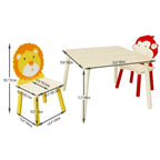 Ensemble table et 2 chaises en bois jaune et rouge pour enfants, 3 pièces, pour 2 enfants