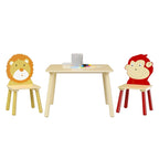 Ensemble table et 2 chaises en bois jaune et rouge pour enfants, 3 pièces, pour 2 enfants