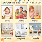 Ensemble table et 2 chaises en bois jaune et rouge pour enfants, 3 pièces, pour 2 enfants