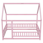 Lit au sol pleine grandeur blanc / gris / rose / marron – style toit de maison, 1 personne