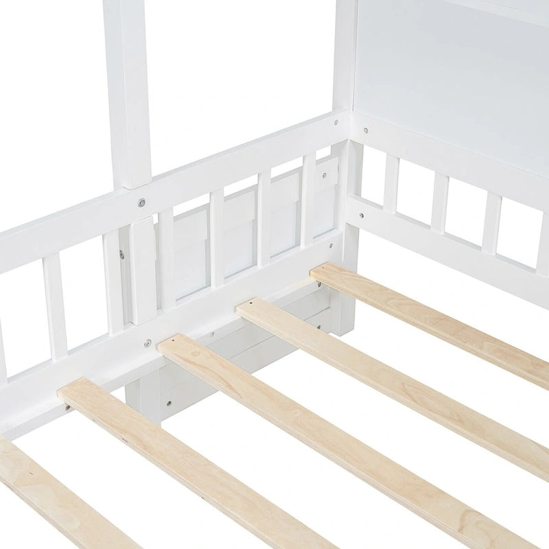 Lit jumeau superposé gris/blanc avec canapé et rangement, éclairage LED, pour 1 personne