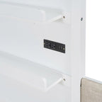 Lit jumeau superposé gris/blanc avec canapé et rangement, éclairage LED, pour 1 personne