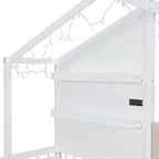 Lit jumeau superposé gris/blanc avec canapé et rangement, éclairage LED, pour 1 personne