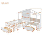 Lit jumeau superposé gris/blanc avec canapé et rangement, éclairage LED, pour 1 personne
