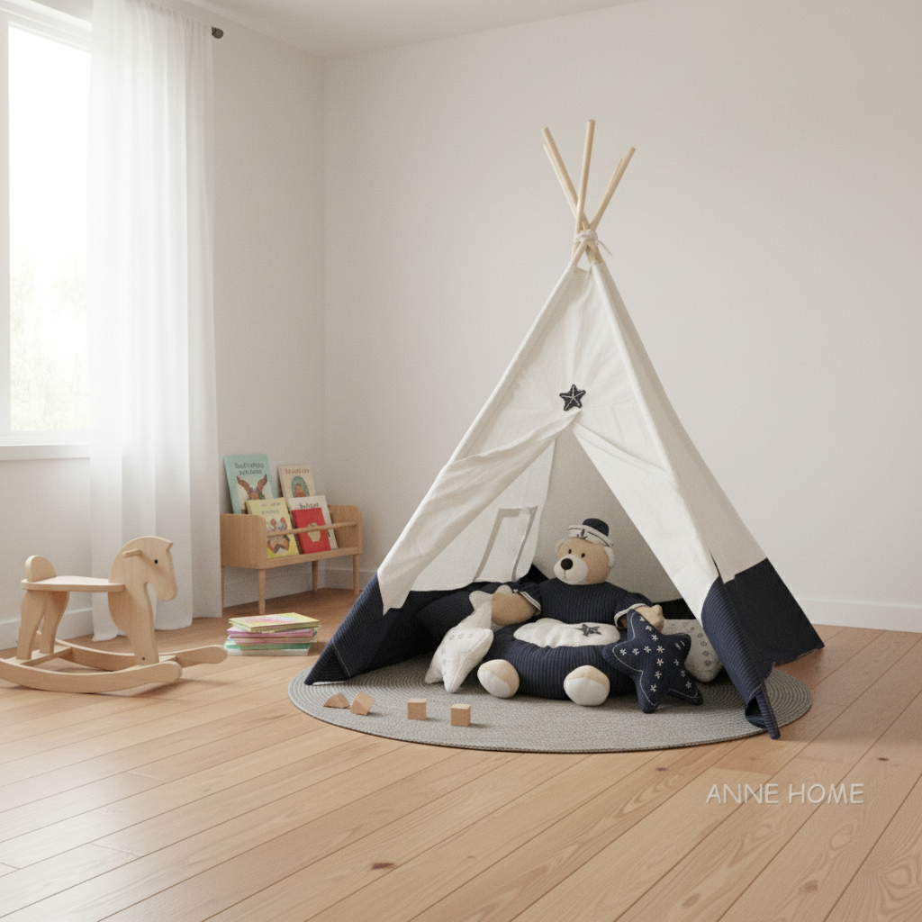 Tente de jeu tipi beige pour 1-2 enfants