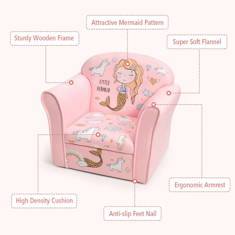Fauteuil Enfant Rose Sirène pour 1 Enfant (1 à 5 ans)
